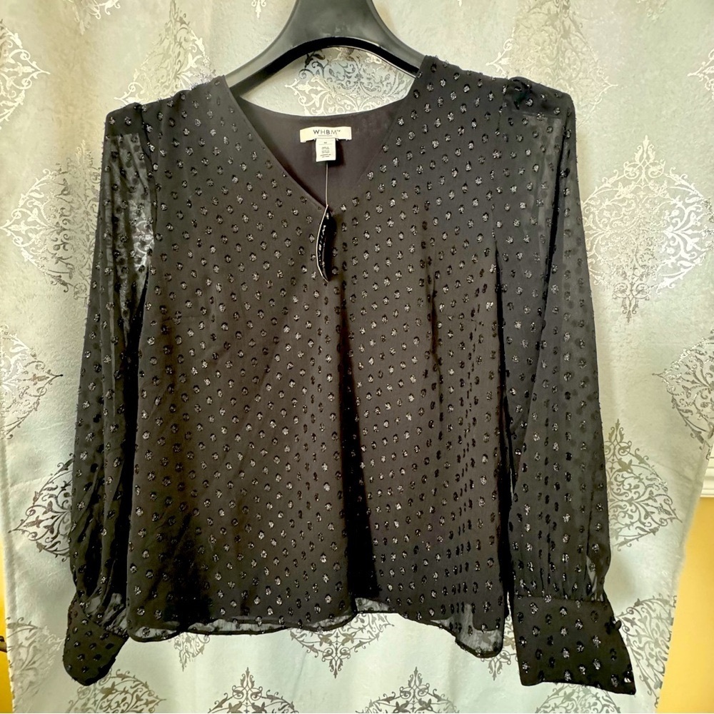 WHBM Women’s sz M black blouse NEW